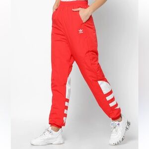 Adidas Scarlet Joggers with White Accents